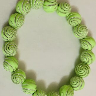 Braccialetto con perline color verde con brillantini