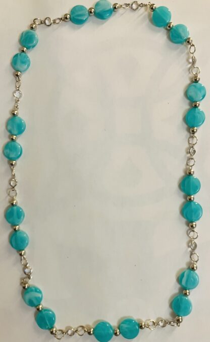 Collana artigianale con perline tonde color smeraldo